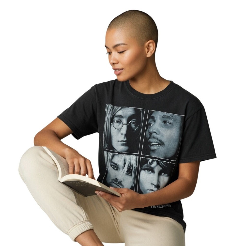 Vintage Rockvolution They All Met Together In‎ Heaven Graphic T-Shirt Black Sm